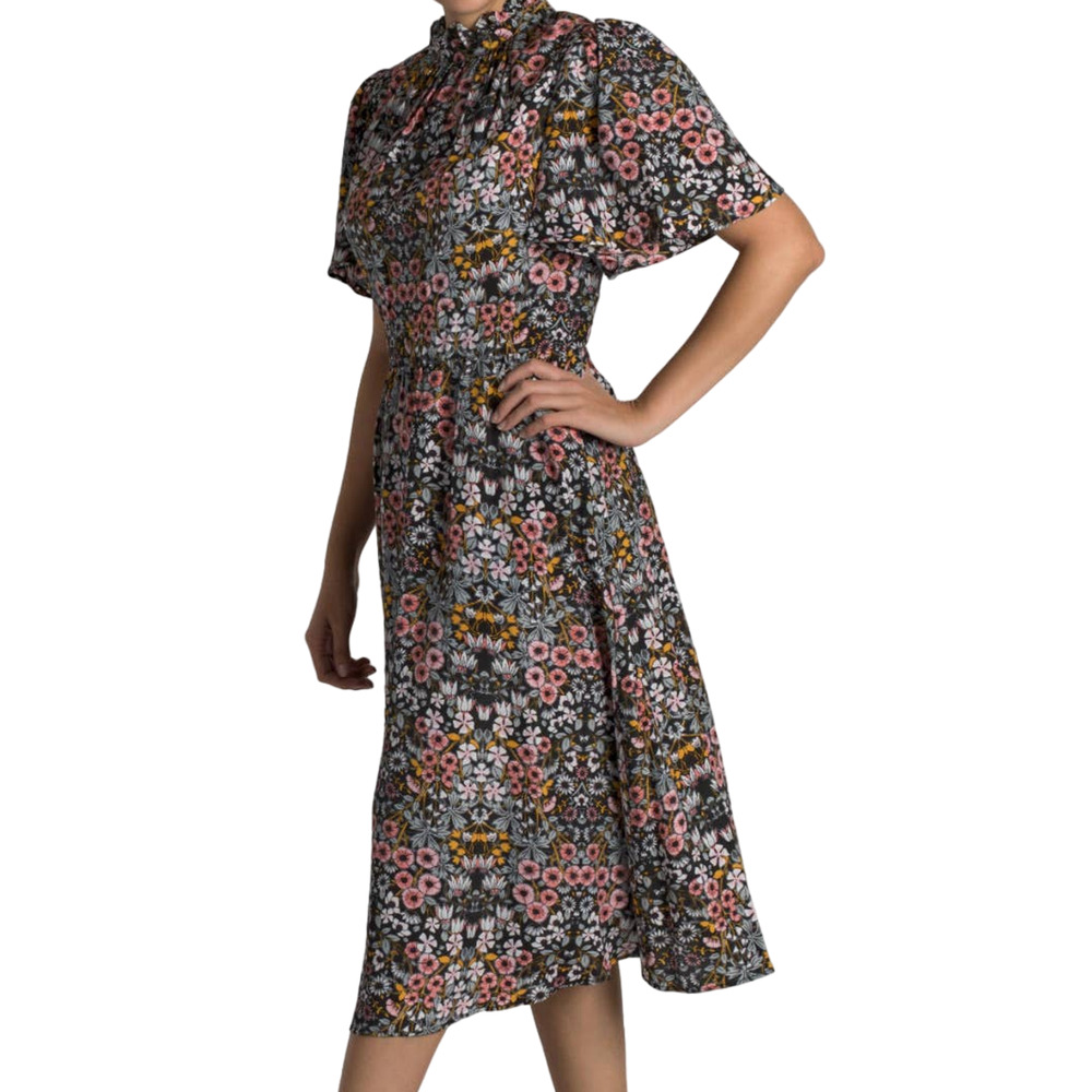 Julia Jordan Floral Ruffle Neck Midi Dress Size 14